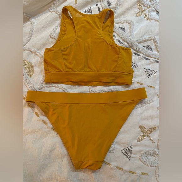knix Golden Mustard High Neck Zip Bikini Set - Picture 2 of 11